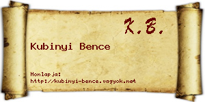 Kubinyi Bence névjegykártya